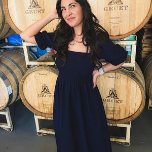 Altar’d State Flowy Navy Midi Dress